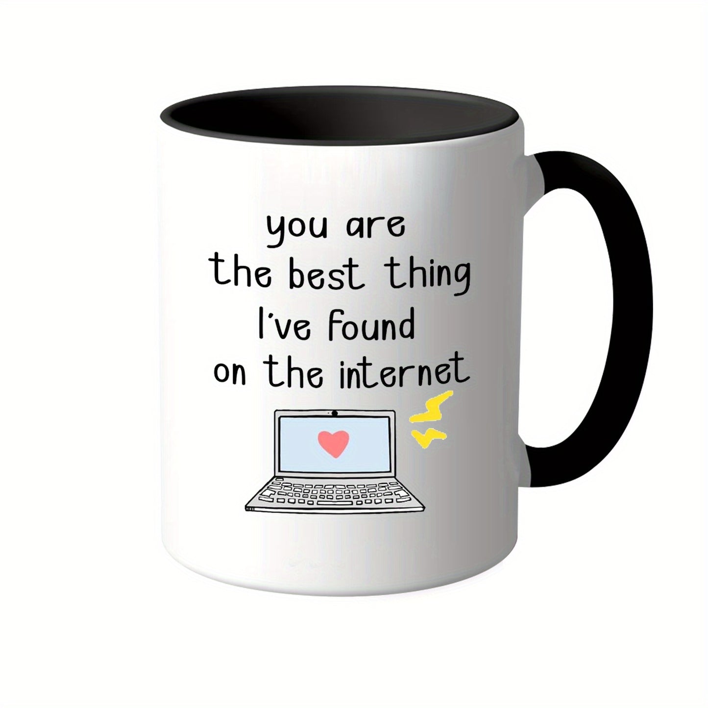 1pc, Funny Design Ceramic Coffee Mug Cup, Gift For Boyfriends, Girlfriends, Husband, Wife, Best Lovers, Family Member, Great For Gifts/Home/Café Use