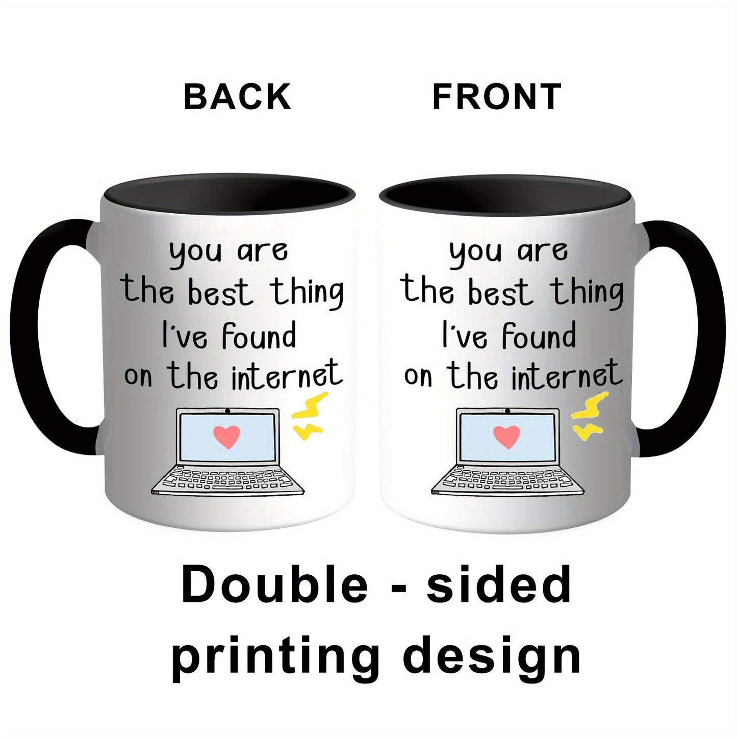 1pc, Funny Design Ceramic Coffee Mug Cup, Gift For Boyfriends, Girlfriends, Husband, Wife, Best Lovers, Family Member, Great For Gifts/Home/Café Use