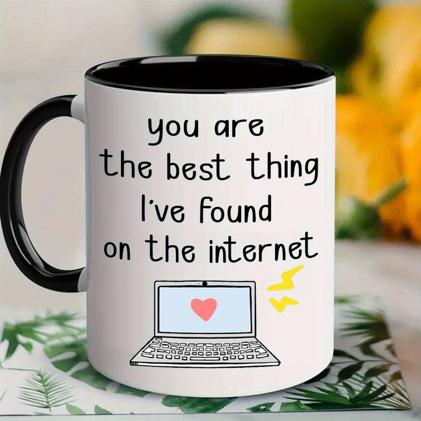 1pc, Funny Design Ceramic Coffee Mug Cup, Gift For Boyfriends, Girlfriends, Husband, Wife, Best Lovers, Family Member, Great For Gifts/Home/Café Use