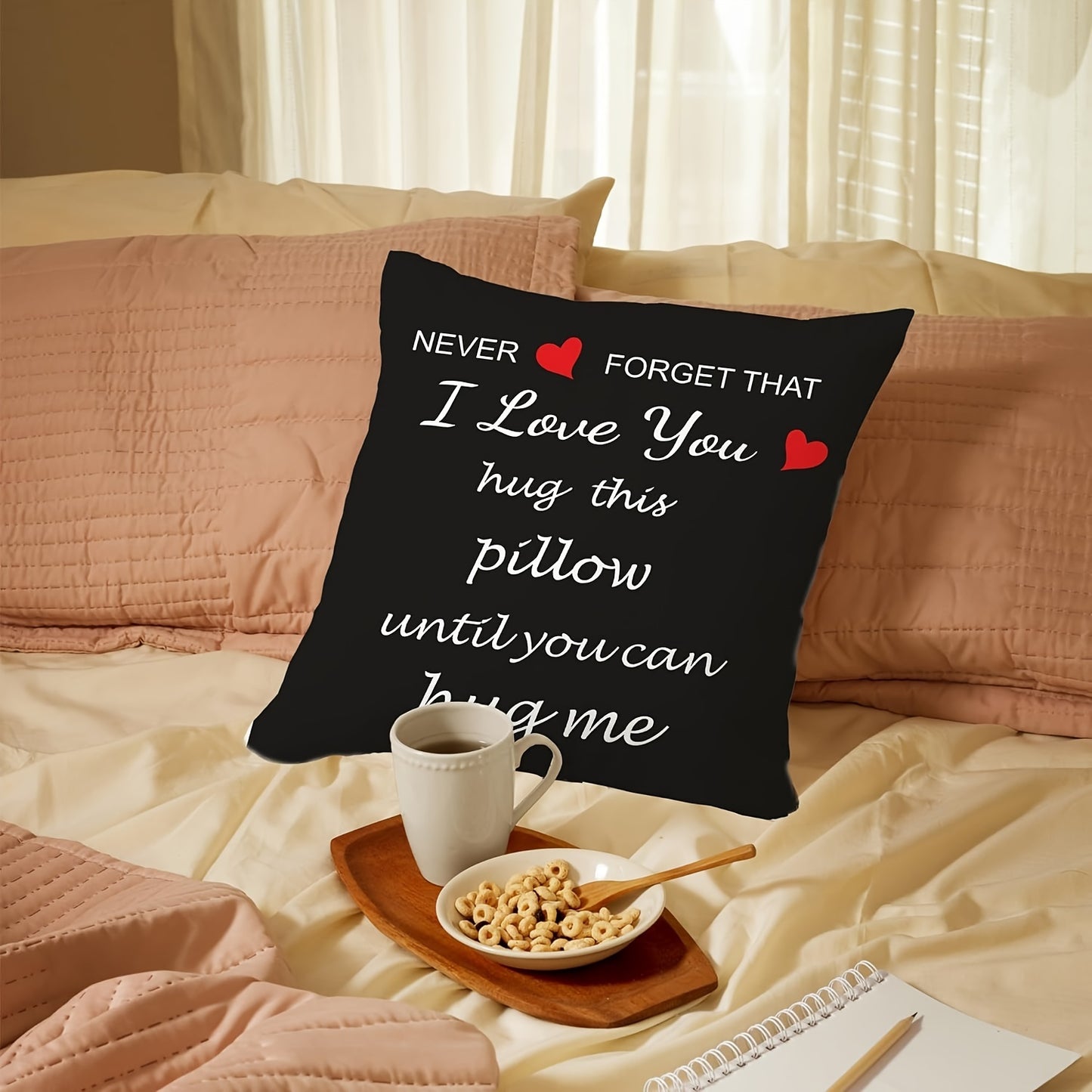 Romantic 'I Love You' Hug-Inspired Throw Pillow Cover, 45.72x45.72 cm - Perfect Birthday Gift for Girlfriend, Soft Short Plush, Zip Closure, Hand Washable