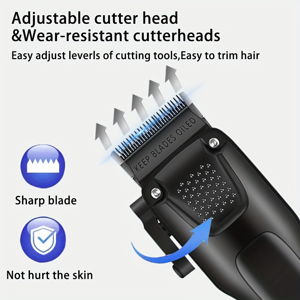 3pcs Men'S Professional Hair & Beard Grooming Kit - Cordless Clippers with LED Display, Precision Trimmer Set, USB Rechargeable, For Home, Perfect Holiday Gift