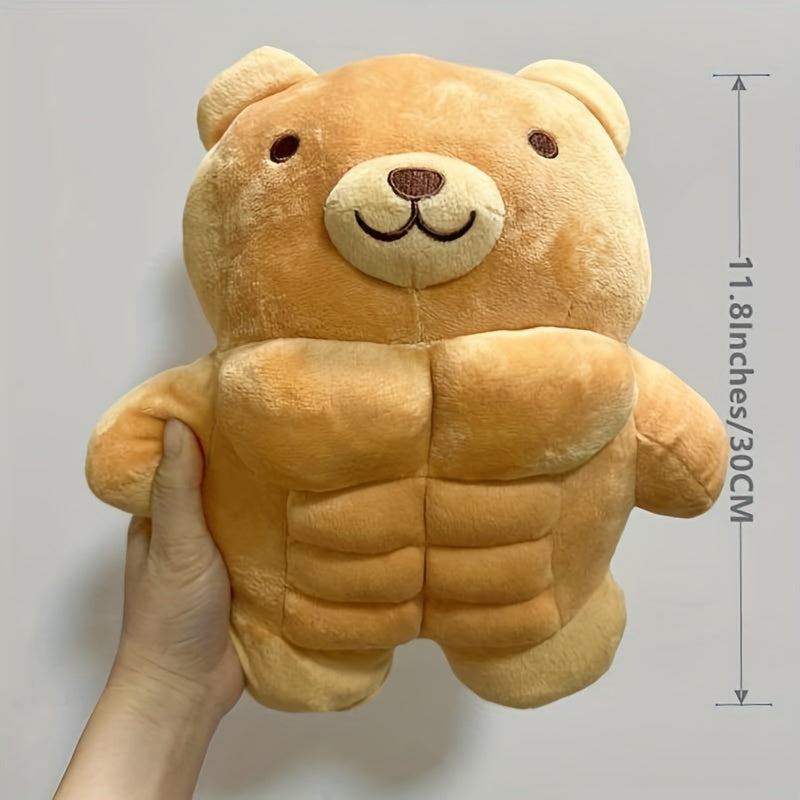 Adorable 29.97cm Muscle Teddy Bear Plush Toy - Soft, Cuddly Stuffed Animal Pillow for Youngsters & Adults - Perfect for Christmas, Birthday Gifts