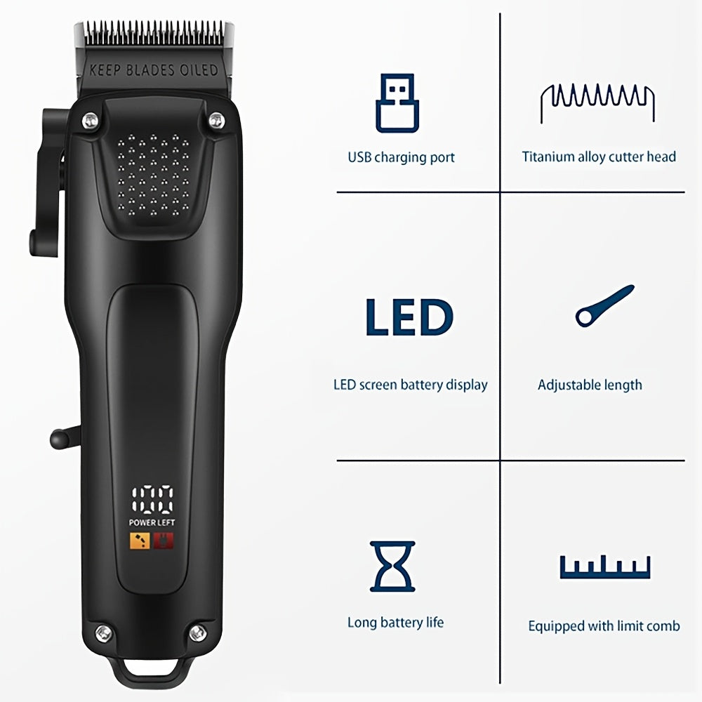 3pcs Men'S Professional Hair & Beard Grooming Kit - Cordless Clippers with LED Display, Precision Trimmer Set, USB Rechargeable, For Home, Perfect Holiday Gift