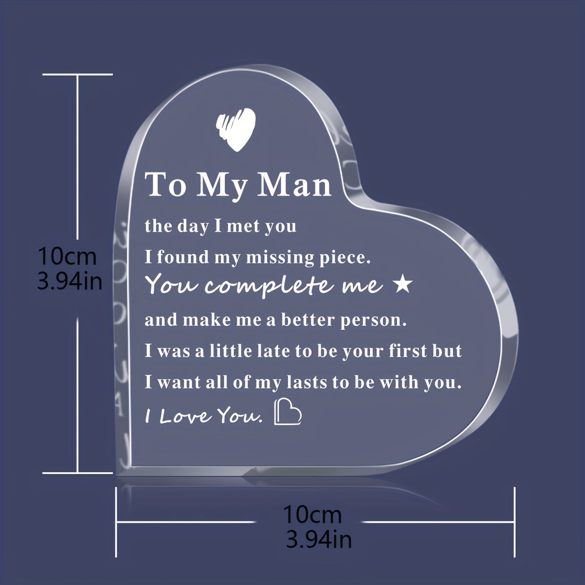 1pc Acrylic Heart Plaque, Father's Day Gifts For Husband From Wife, Gifts For Husband Boyfriend Anniversary Birthday Valentine's Day Gifts, For Husband I Love You Gifts For Men Couple, Christmas Engagement Wedding Gifts Plaqu