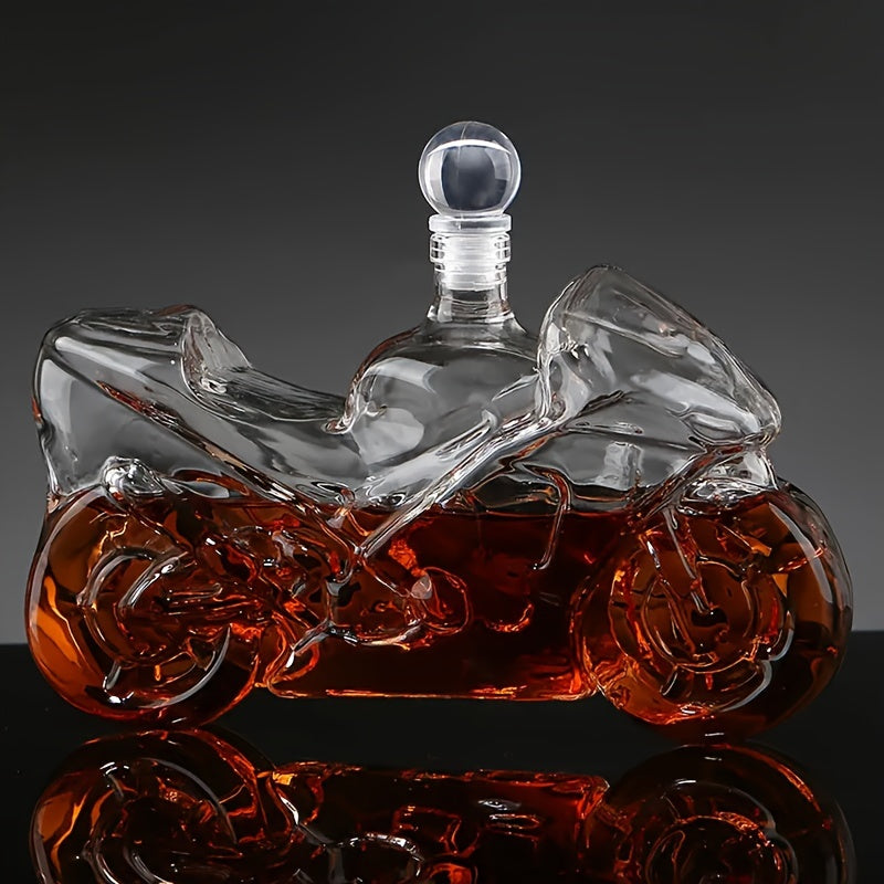 Motorcycle Shaped Whiskey Decanter, Handcrafted Borosilicate Glass, Unique Motorbike Wine Bottle, Ideal for Scotch Bourbon Spirits, Creative Styling & Brewing, Perfect Gift for Men, Dad, Friends