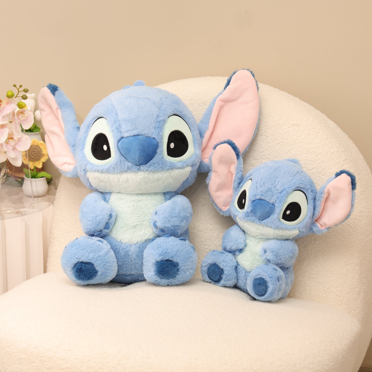 MINISO Stitch Plush Toy - Soft Polyester Blend, Knit Fabric, Cute Holiday Gift Idea, Multiple Sizes Available!