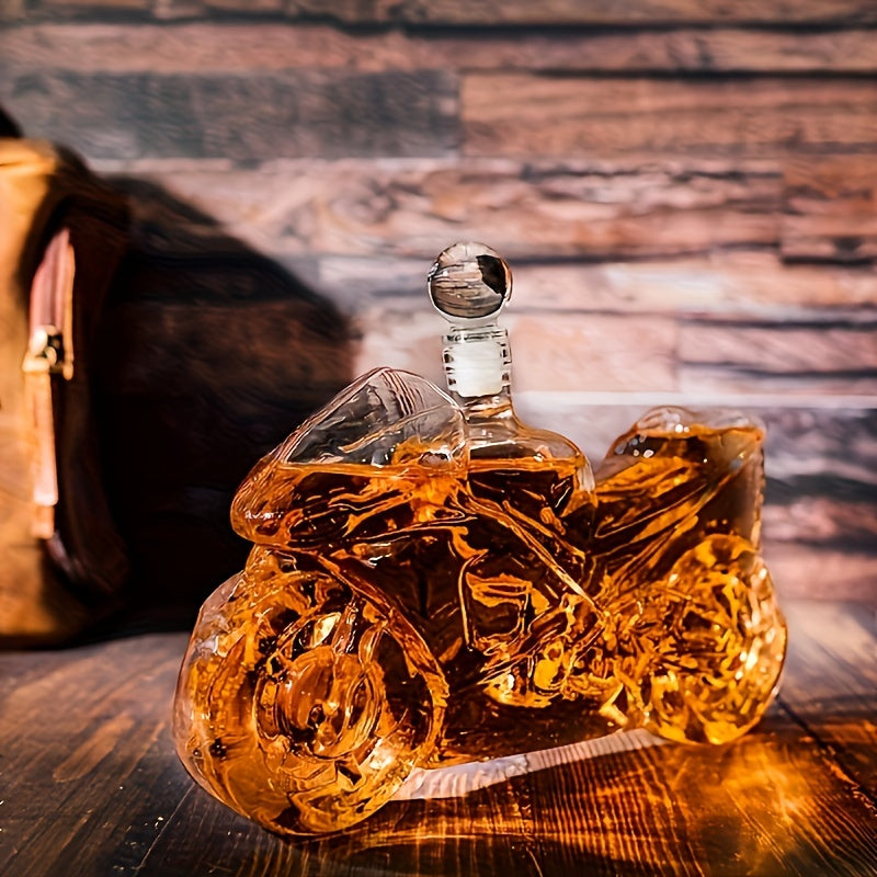 Motorcycle Shaped Whiskey Decanter, Handcrafted Borosilicate Glass, Unique Motorbike Wine Bottle, Ideal for Scotch Bourbon Spirits, Creative Styling & Brewing, Perfect Gift for Men, Dad, Friends