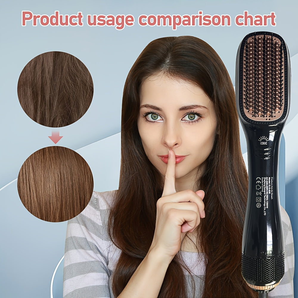 1pc 2-in-1 Hot Air Brush with Detachable Brush Head, 1000W Hair Styling and Drying Tool, 220V European Plug, 3 Temperature Settings, No Battery Required