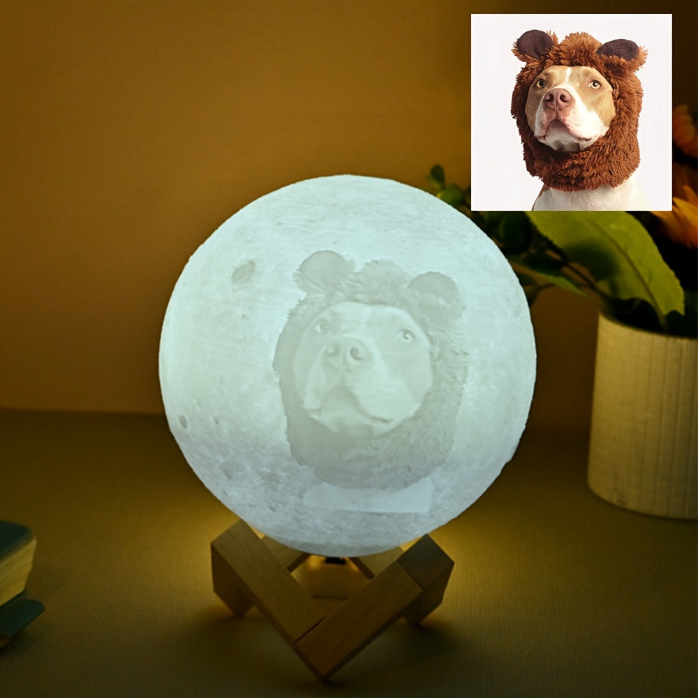 1pc Personalized 3D Printed Moon Lamp, Custom Photo LED Night Light with Rechargeable 300mAh Battery, 16 Color Settings, USB Charging, Remote Control, and Charging Cable, Ideal for Bedroom, Living Room, Study - Perfect for Bi