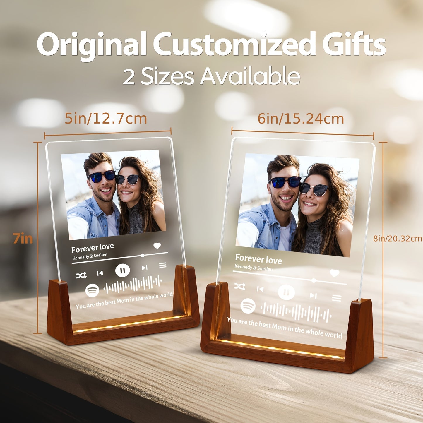 [1pc Customizable Acrylic Photo Plaque] Acrylic Photo Plaque with Spotify Design, Customizable Romantic Tabletop Display, Classic Style, with No Electricity Needed, for Couples, Family, Ideal for Christmas, Thanksgiving, Vale