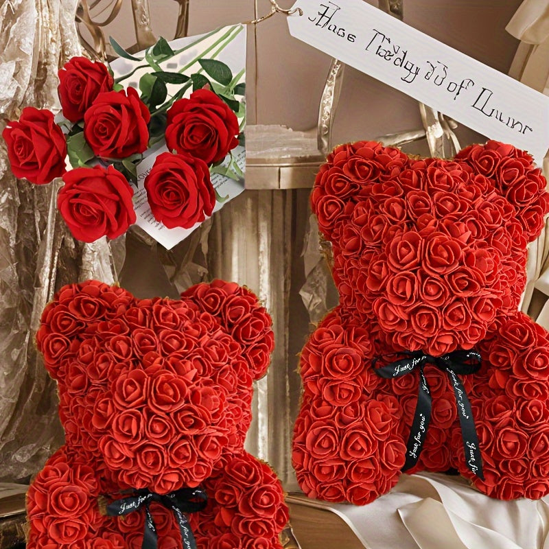 1pc/2pcs/4pcs, 1pc 32.8cm Artificial Rose Bear + 1pc 50cm Rose, 2pcs 22cm Artificial Rose Bear + 2pcs 50cm Rose, suitable for holiday gifts, Valentine's Day gifts, birthday gifts, Mother's Day gifts, Christmas gifts, graduati