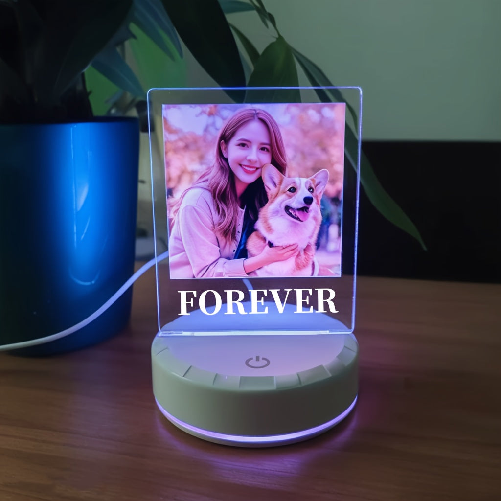 Custom 3D Photo LED Night Light - Personalized Acrylic Lamp with Multiple Color Options, Engraved Image - Ideal Gift for Valentine'S Day, Christmas, Mother'S Day, Father'S Day - USB Powered, No Battery Needed, Romantic Gift |