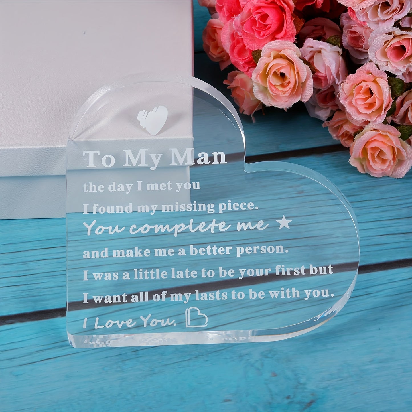 1pc Acrylic Heart Plaque, Father's Day Gifts For Husband From Wife, Gifts For Husband Boyfriend Anniversary Birthday Valentine's Day Gifts, For Husband I Love You Gifts For Men Couple, Christmas Engagement Wedding Gifts Plaqu