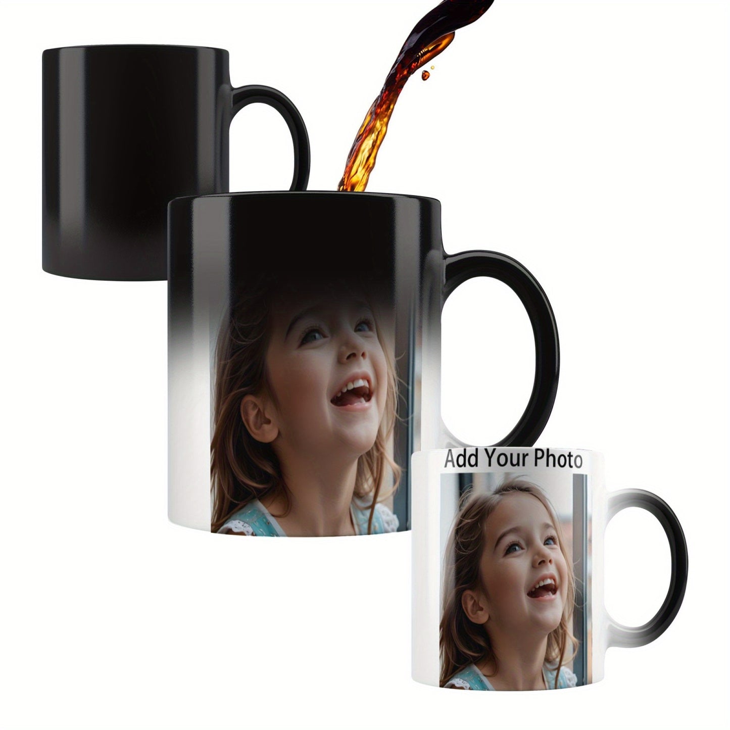 Customizable Ceramic Coffee Mug - 11oz Personalized Magic Color Changing Mug with Photo, Design Your Own Novelty Gift for Birthday, Mother'S Day, Christmas