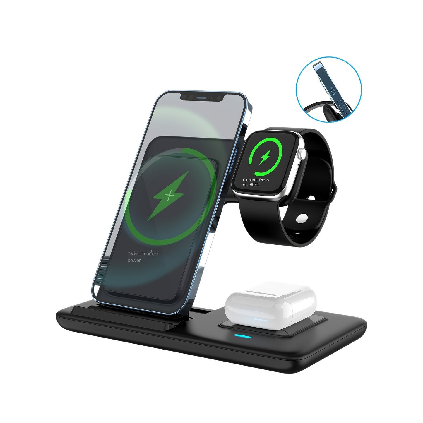 Wireless Charging Station, 3-in-1 Folding Mobile Phone Wireless Charger Bracket, Suitable For IPhone 15, 14, 13, 12, 11/Pro/Max/Mini/Plus, X, XR, XS/Max, SE, 8/Plus, Suitable For IWatch 1-9 And Airpods 3/2/Pro.