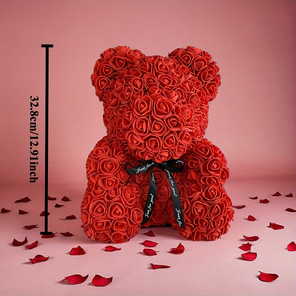 1pc/2pcs/4pcs, 1pc 32.8cm Artificial Rose Bear + 1pc 50cm Rose, 2pcs 22cm Artificial Rose Bear + 2pcs 50cm Rose, suitable for holiday gifts, Valentine's Day gifts, birthday gifts, Mother's Day gifts, Christmas gifts, graduati