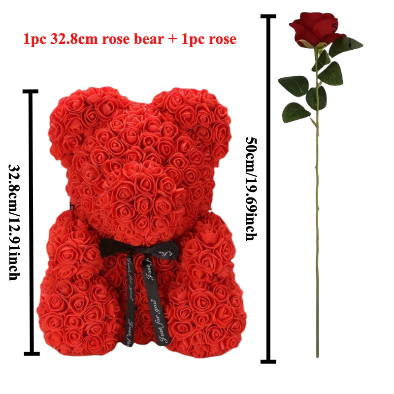 1pc/2pcs/4pcs, 1pc 32.8cm Artificial Rose Bear + 1pc 50cm Rose, 2pcs 22cm Artificial Rose Bear + 2pcs 50cm Rose, suitable for holiday gifts, Valentine's Day gifts, birthday gifts, Mother's Day gifts, Christmas gifts, graduati