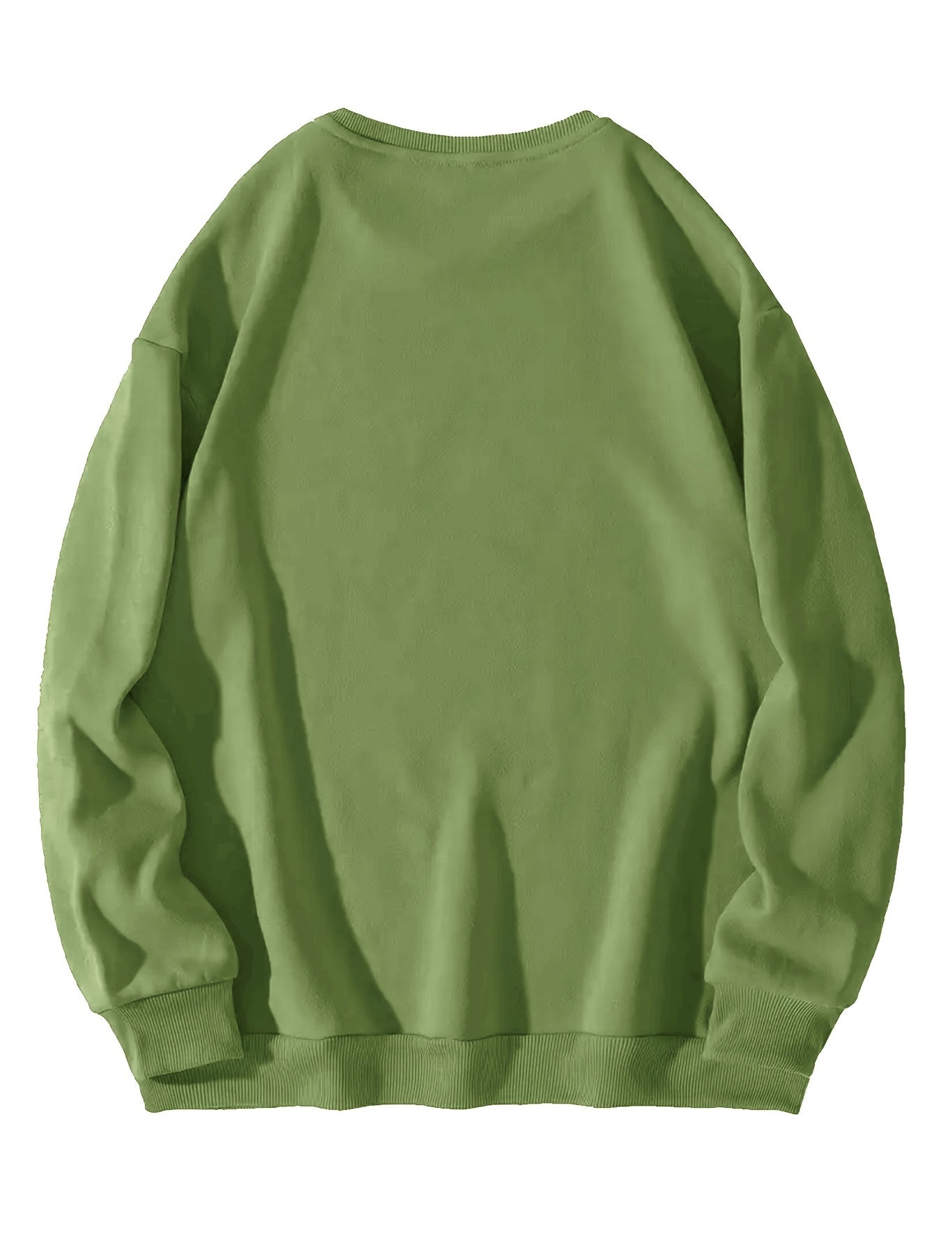 2pcs "I Love My Boyfriend" & "Girlfriend" Green Sweatshirts - Casual Long Sleeve Crew Neck, 100% Polyester, Breathable Knit for Couples - Perfect for Everyday & Date Nights, Couples Apparel|Relaxed Fit Sweatshirt|Knitted Text