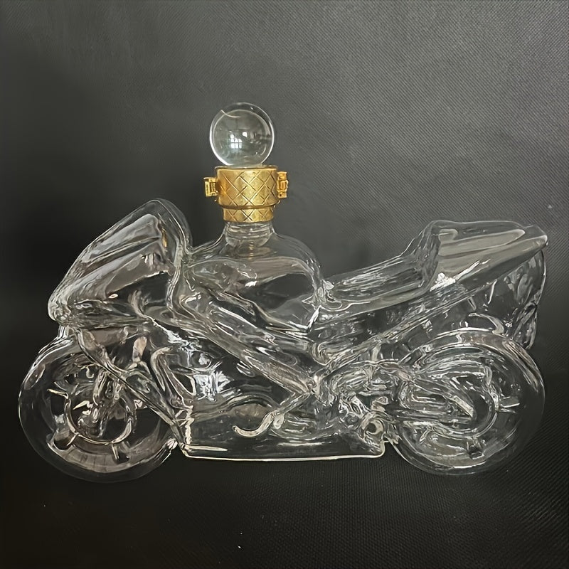 Motorcycle Shaped Whiskey Decanter, Handcrafted Borosilicate Glass, Unique Motorbike Wine Bottle, Ideal for Scotch Bourbon Spirits, Creative Styling & Brewing, Perfect Gift for Men, Dad, Friends