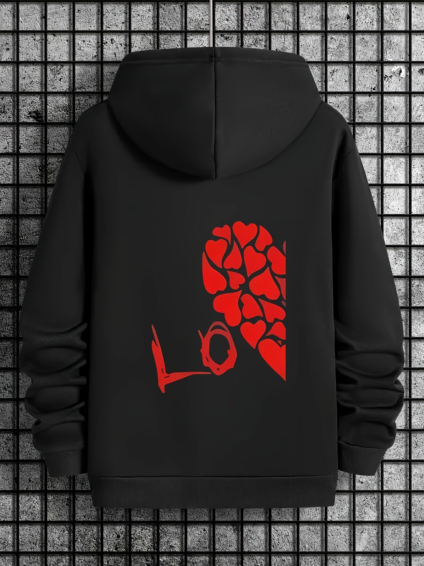 Love Heart Printed Couple Hoodie 2-piece Set Autumn/Winter Youth Sports and Leisure Hoodie Valentine's Day Gift