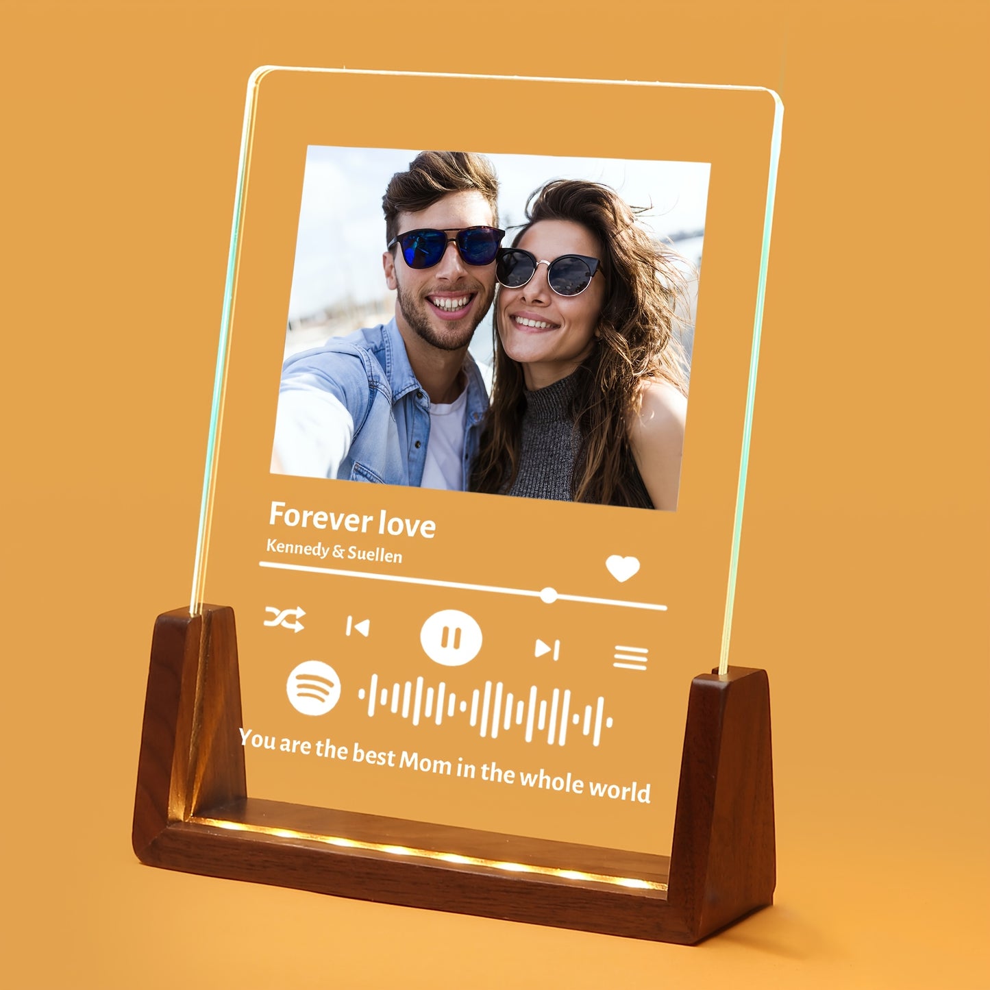 [1pc Customizable Acrylic Photo Plaque] Acrylic Photo Plaque with Spotify Design, Customizable Romantic Tabletop Display, Classic Style, with No Electricity Needed, for Couples, Family, Ideal for Christmas, Thanksgiving, Vale