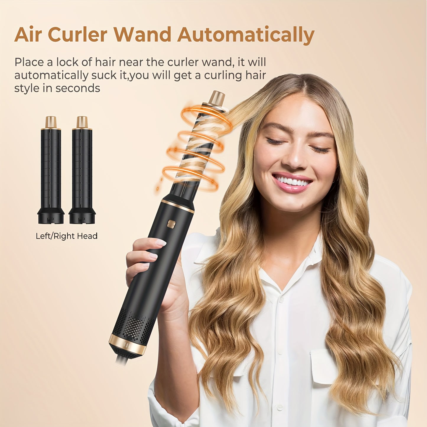 5in 1 110000 RPM 800W Hot Air Brush, Hair Dryer Brush Blow Dryer Brush, Hair Style, Drying, Air Curling Wand, Styler Tools, EU Plug Supply