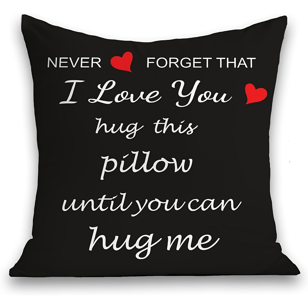 Romantic 'I Love You' Hug-Inspired Throw Pillow Cover, 45.72x45.72 cm - Perfect Birthday Gift for Girlfriend, Soft Short Plush, Zip Closure, Hand Washable