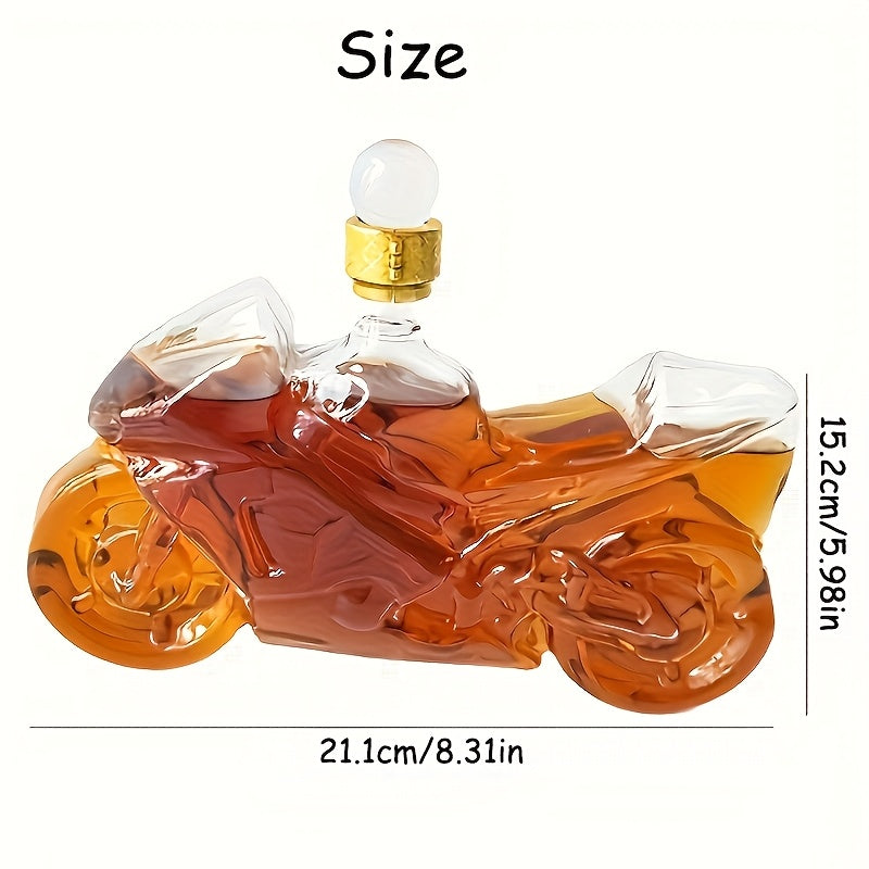 Motorcycle Shaped Whiskey Decanter, Handcrafted Borosilicate Glass, Unique Motorbike Wine Bottle, Ideal for Scotch Bourbon Spirits, Creative Styling & Brewing, Perfect Gift for Men, Dad, Friends